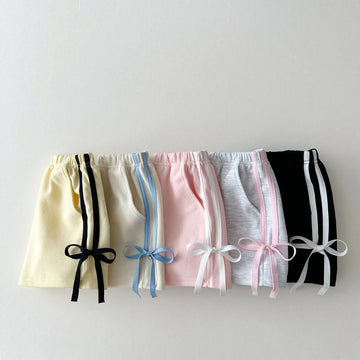 Girls Striped Bow Shorts