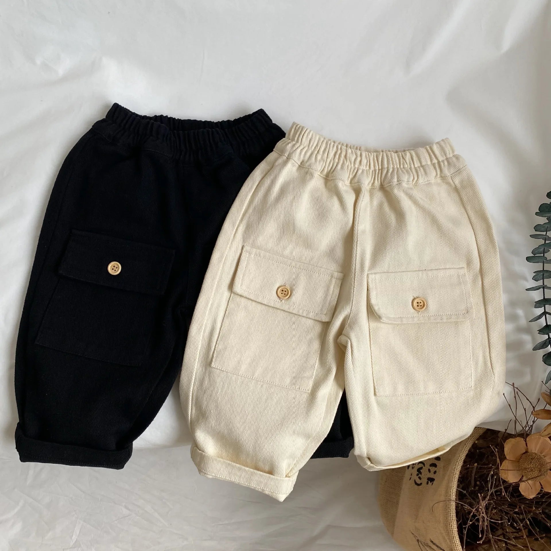 Front-Pocket Solid Casual Pants