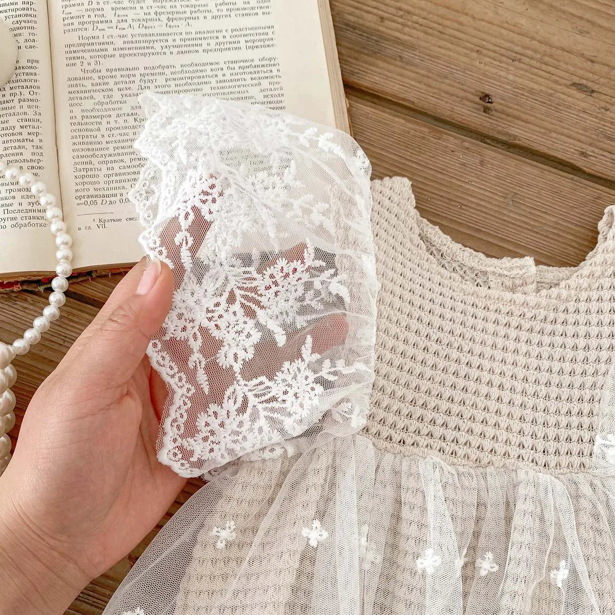 Lace Waffle Girl's Onesie