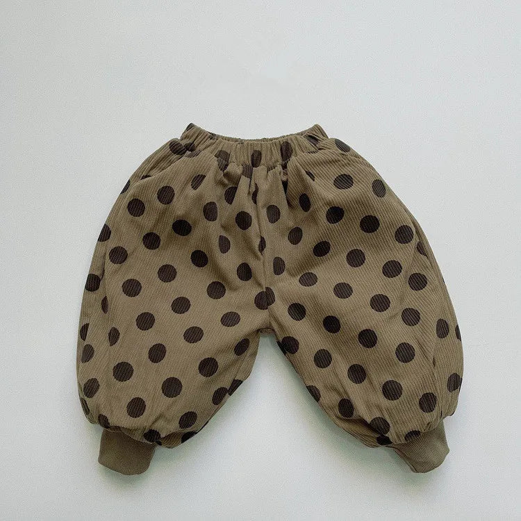 Polka Dot Thick Corduroy Pants