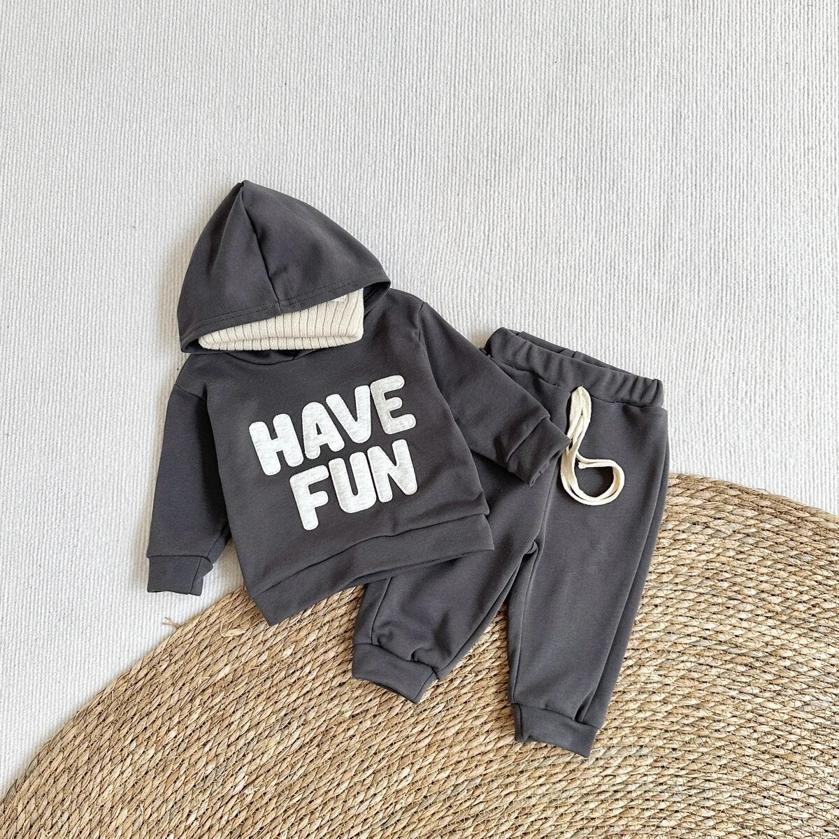 'HAVE FUN' Letter Patch Jogger Set