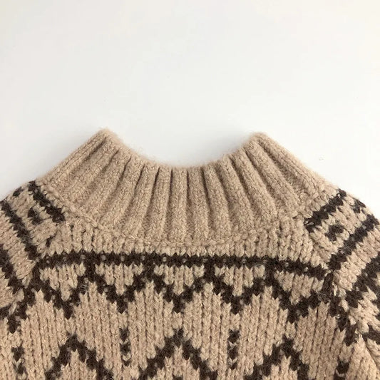 Retro Kids Striped Turtleneck Sweater
