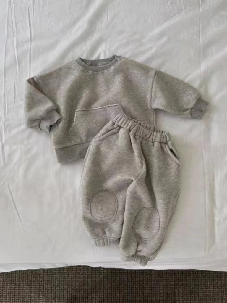 Thick Fleece Solid Jogger Set