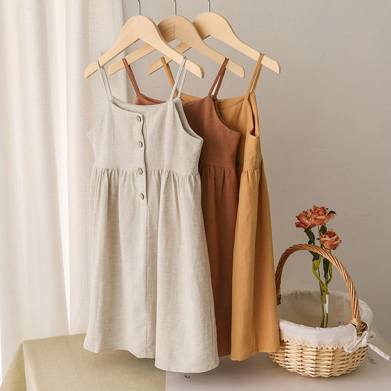 Solid Button Summer Dress