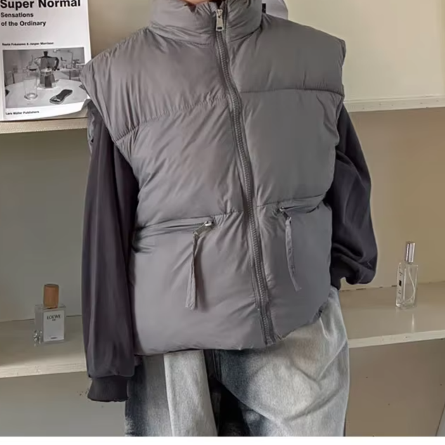 Thick Winter Solid Puffer Vest