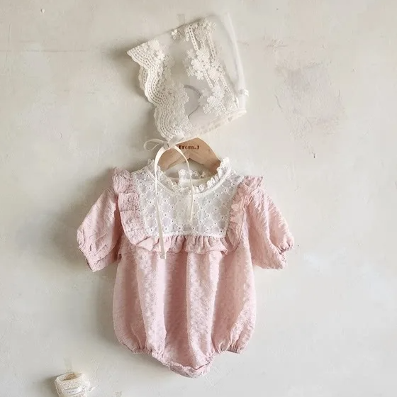 Girls Lace Ruffle Collar Onesie