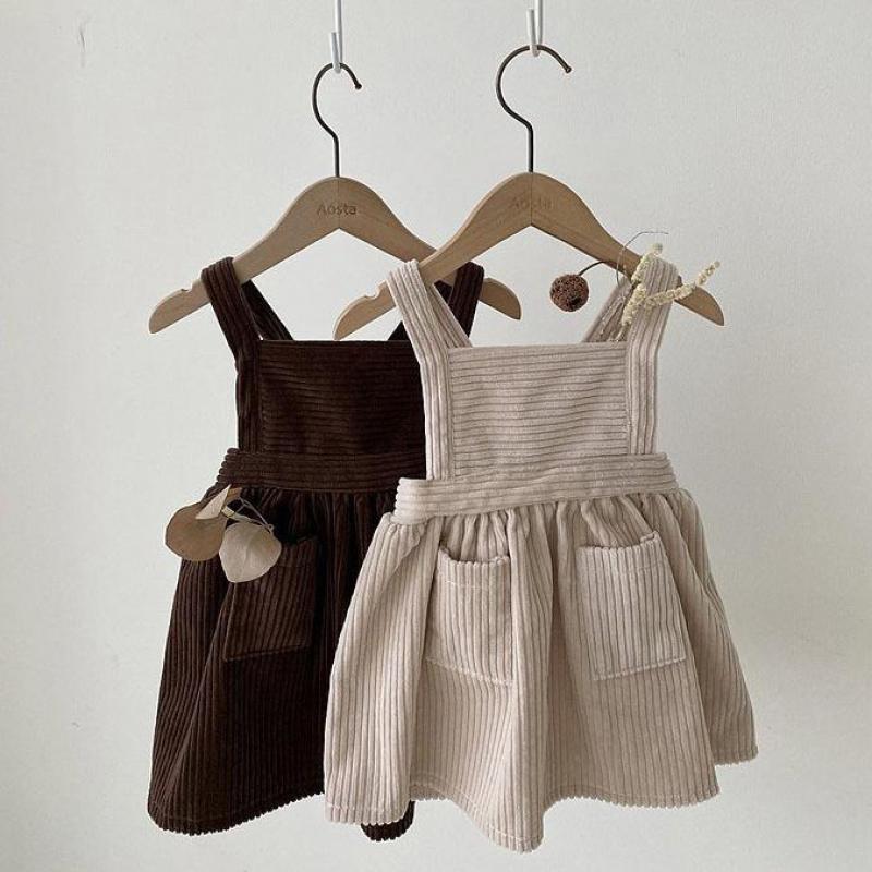 Solid Retro Corduroy Dress