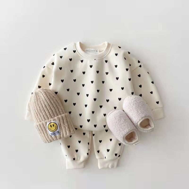 Long-Sleeved Heart Two-Piece Set