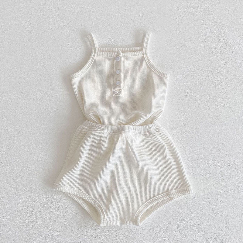 Solid Sleeveless Tops & Shorts Set