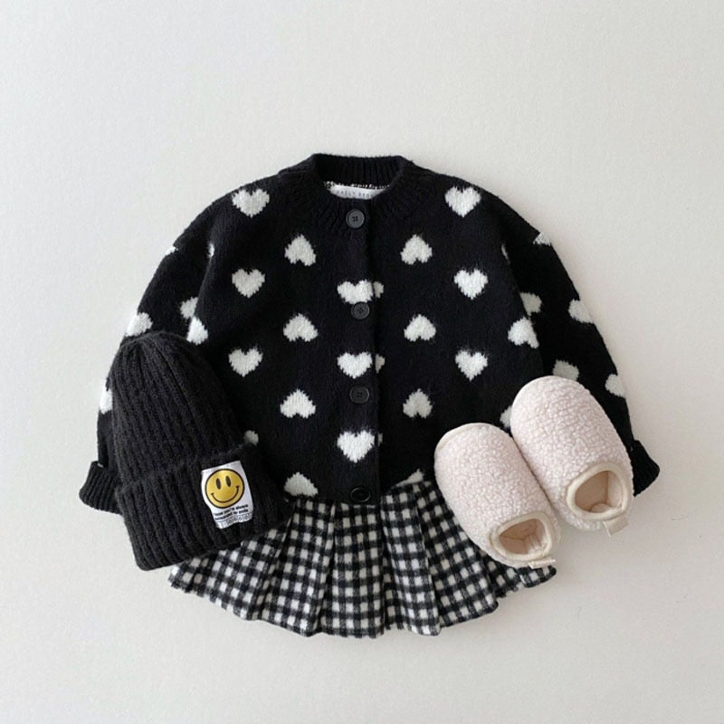 Thick Heart Print Cardigan