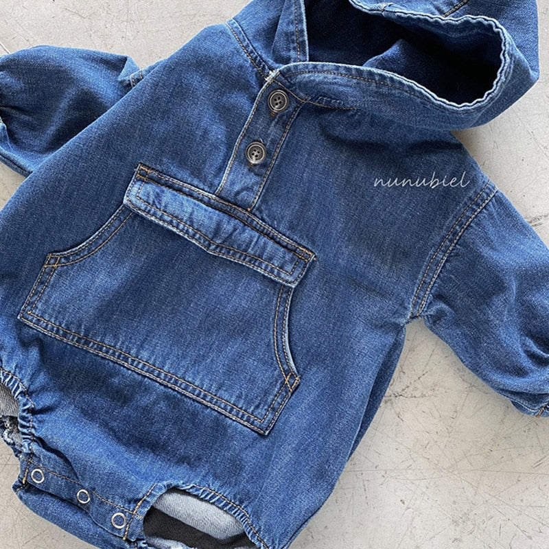 Hooded Denim Bodysuit