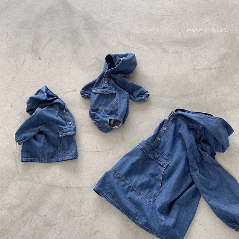 Hooded Denim Bodysuit