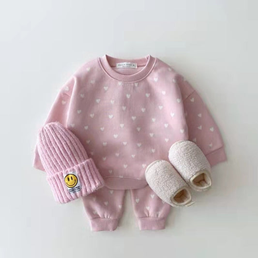 Long-Sleeved Heart Two-Piece Set
