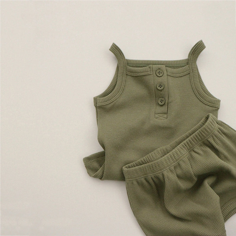 Solid Sleeveless Tops & Shorts Set