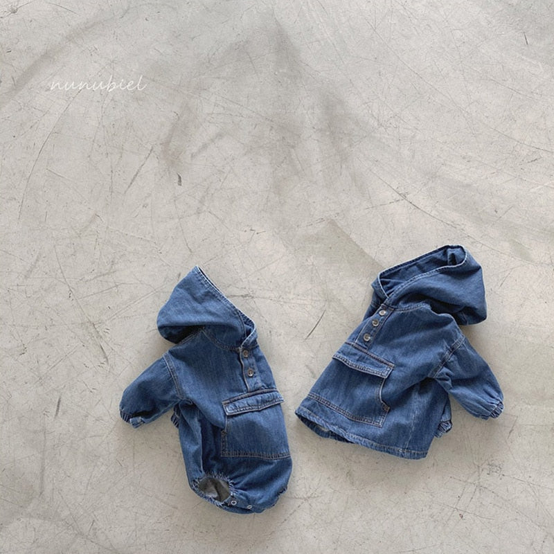 Hooded Denim Bodysuit