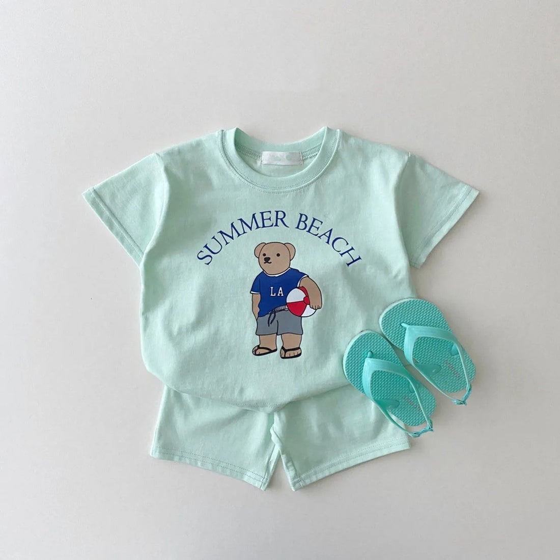 Gray 'Summer Beach' Graphic Tee Set