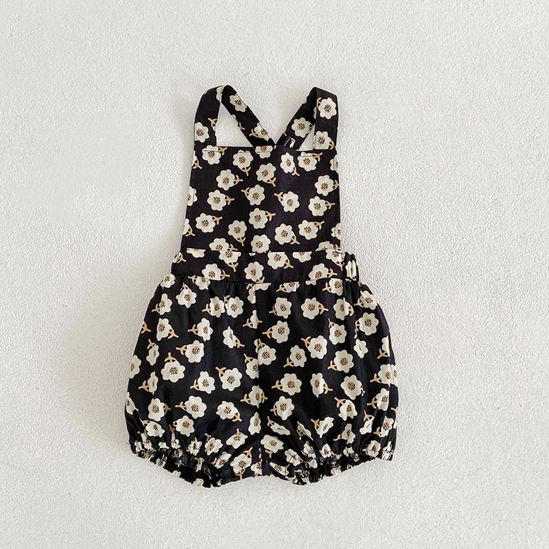 Embroidered Shirt and Floral Overalls Set