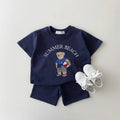 Navy Blue 'Summer Beach' Graphic Tee Set