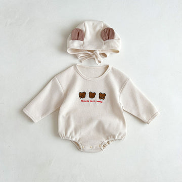 Long-Sleeved Waffle Onesie with Hat