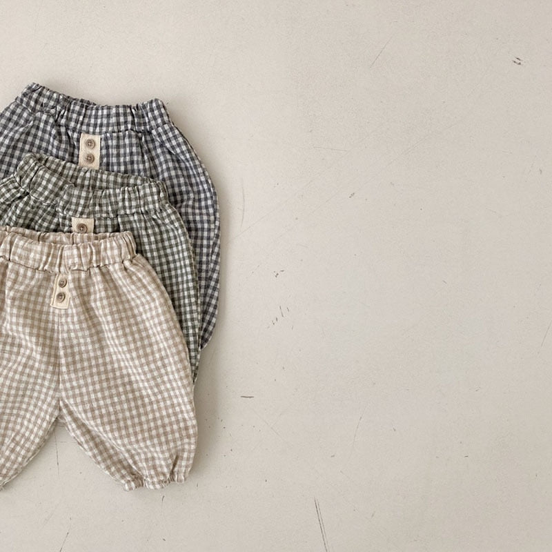 Loose Plaid Cotton Pants