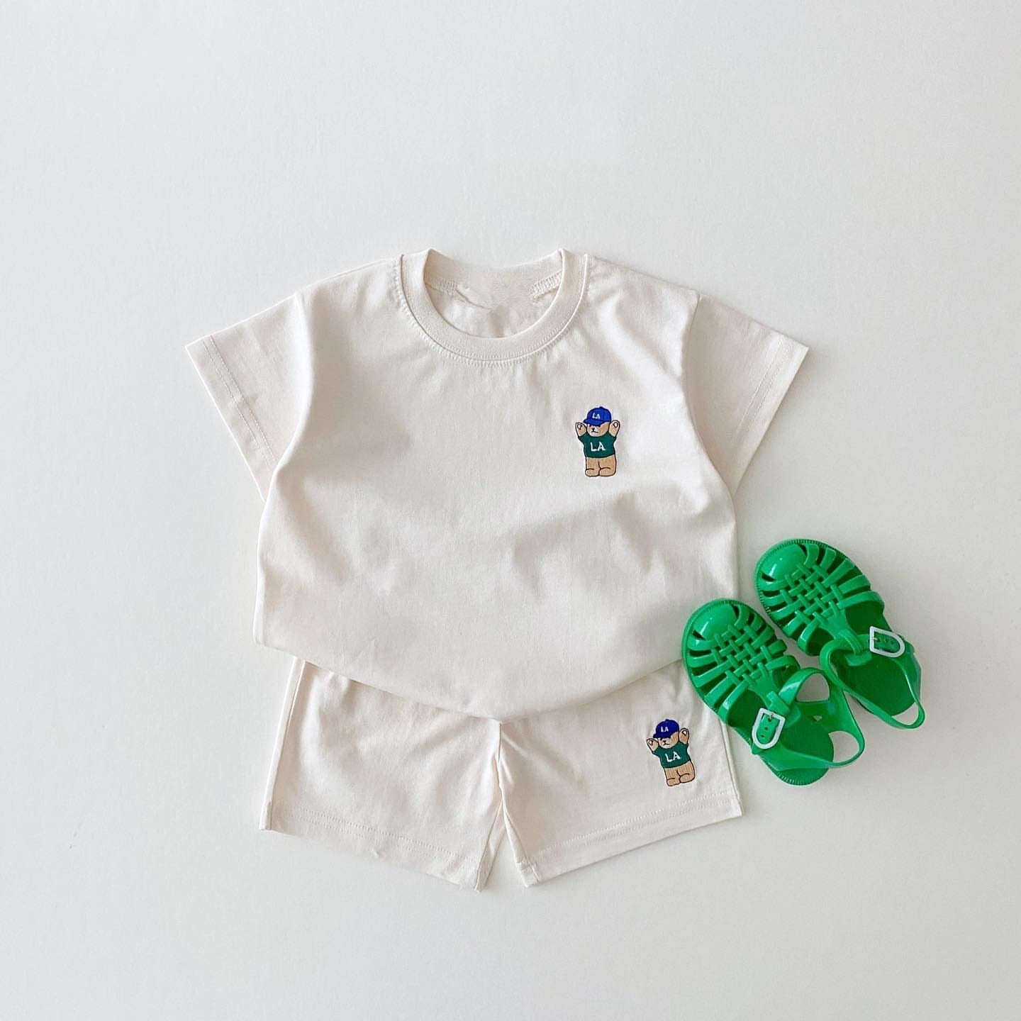 Embroidered Bear Badge Two Piece Set