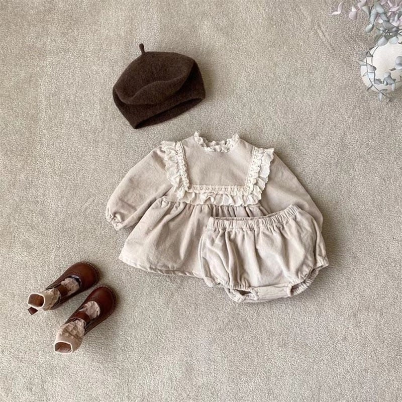 Corduroy Blouse & Bloomer Set