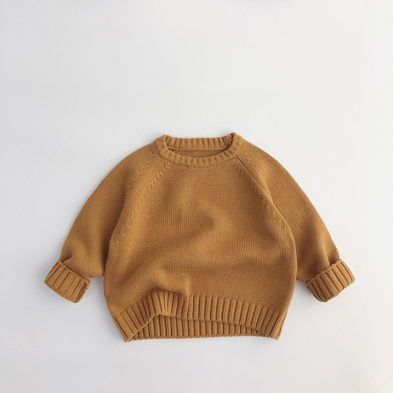 Solid Long-Sleeved Vintage Sweater