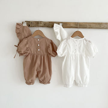 Short-Sleeve Romper With Hat