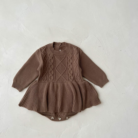 Vintage Knit Ruffle Baby Bodysuit