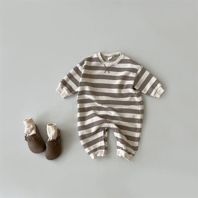 Long-Sleeved Striped Romper