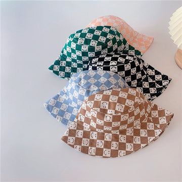 Checkered Smiley Face Bucket Hat