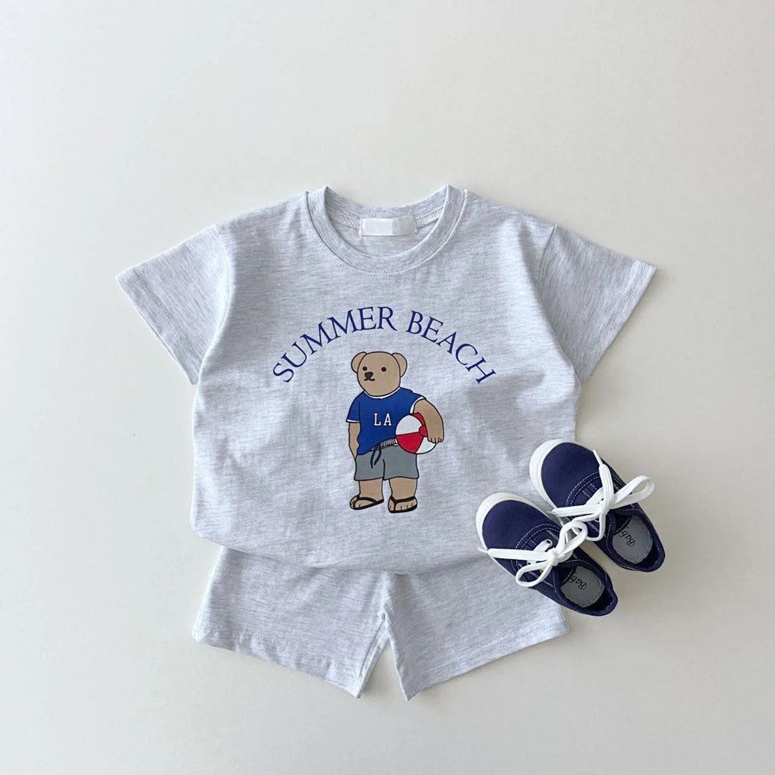 Gray 'Summer Beach' Graphic Tee Set