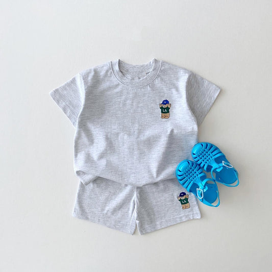 Embroidered Bear Badge Two Piece Set